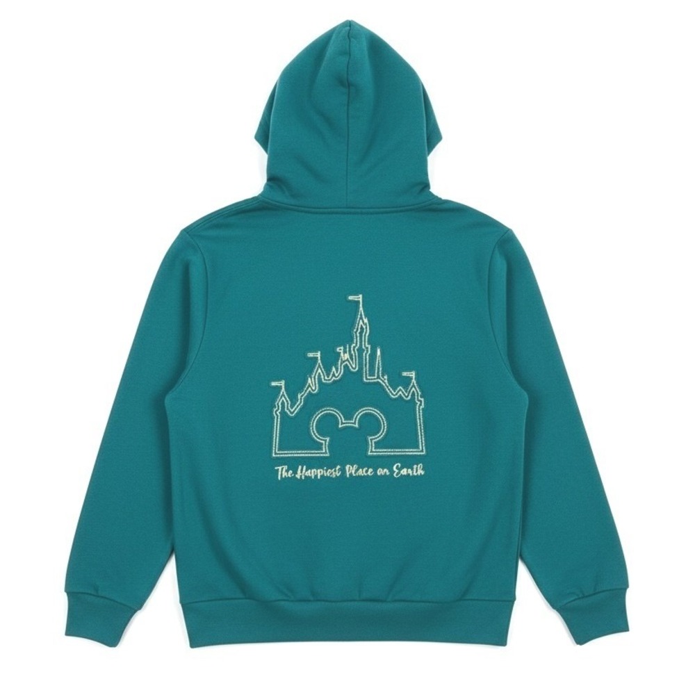 Disneyland Resort Zip Hoodie 1X Teal Castle Mickey Metallic Gold Graphic‎